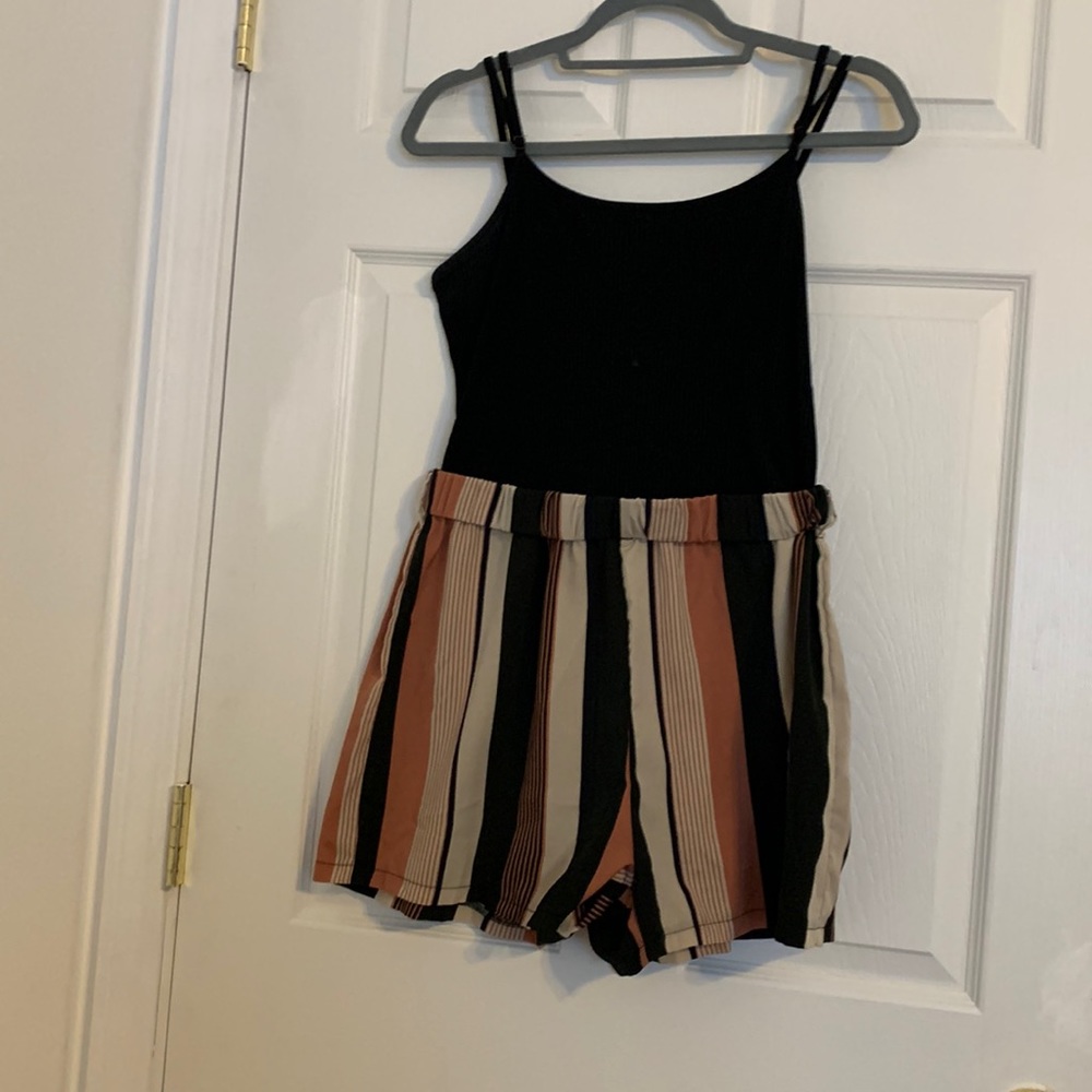 Striped, Colorblock combo romper